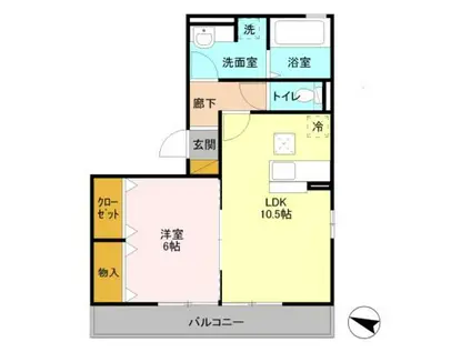 グランドゥールヒル1(1LDK/2階)の間取り写真