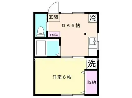 東田荘B(1DK/1階)の間取り写真