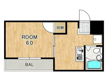 メゾンドムラジⅢ(1K/2階)の間取り写真