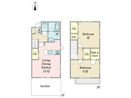 梅森坂の樹(2LDK/1階)の間取り写真