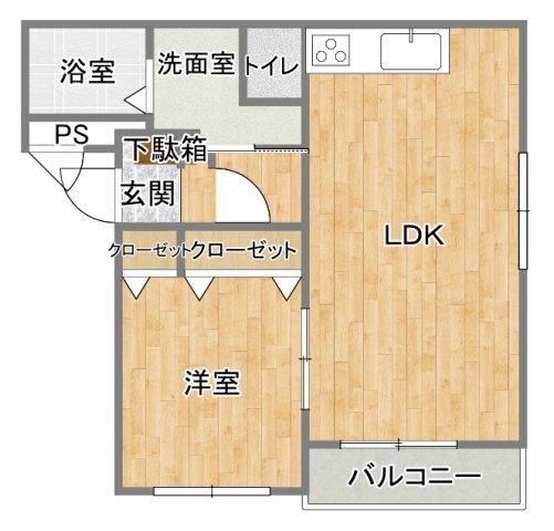 ヒーローマンション・エバグリーン(1LDK/1階)の間取り写真