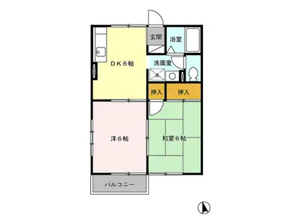 スプリング・クレイン II(2DK/2階)の間取り写真