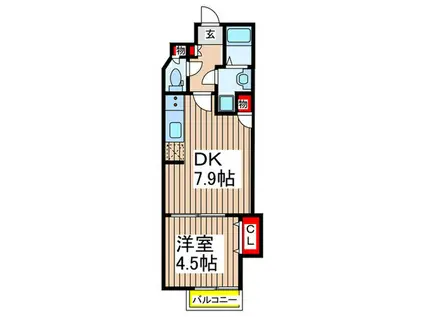 フェリーチェ津田沼(1DK/2階)の間取り写真