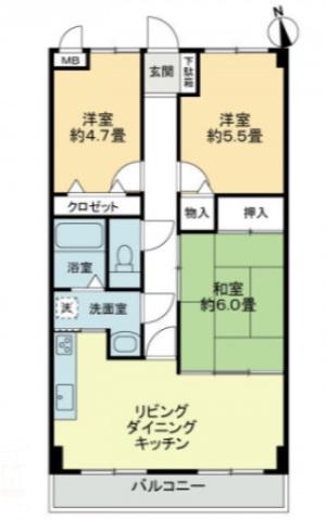 スカール太田(3LDK/6階)の間取り写真