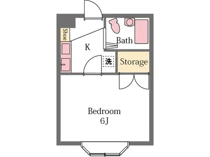 Jコーポ(1K/2階)の間取り写真