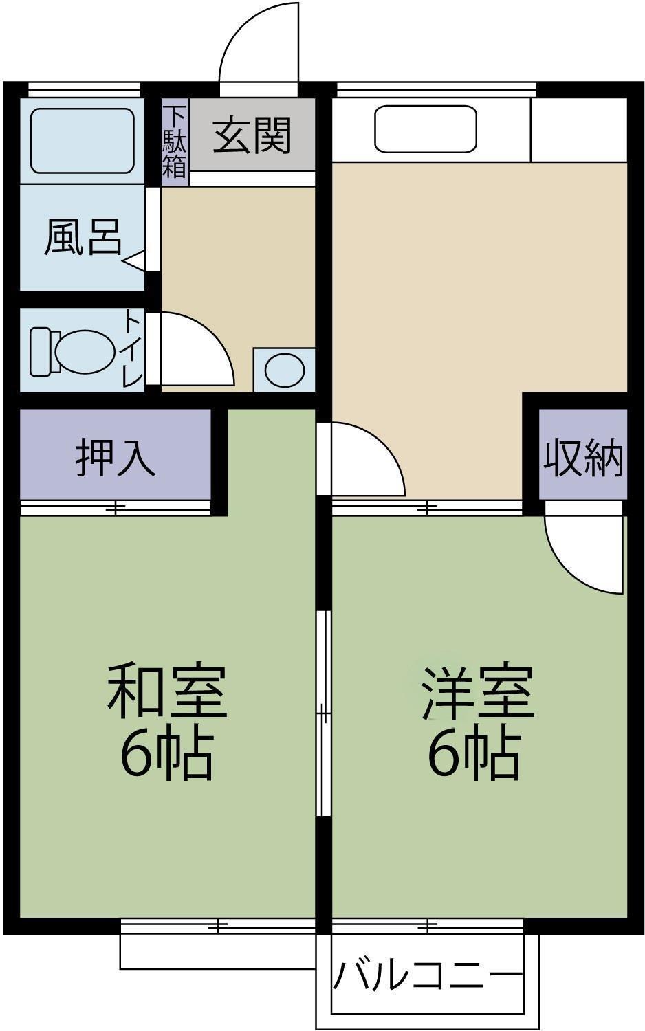 五町目一番館(2DK/1階)の間取り写真