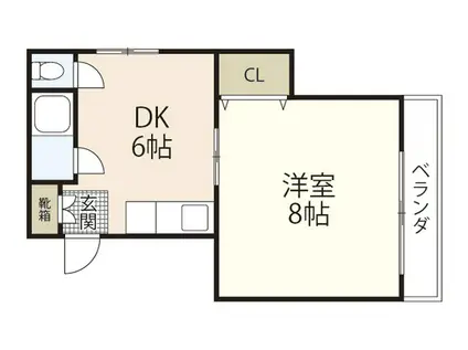 塩本ビル(1DK/2階)の間取り写真