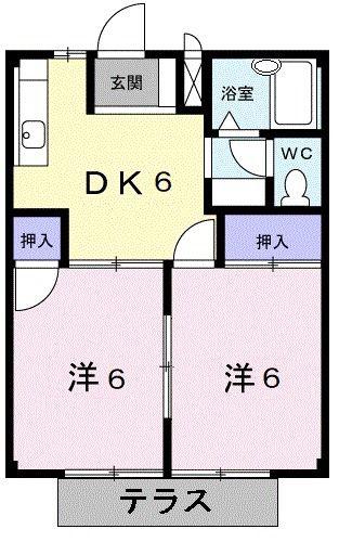 ハイツシャインA(2DK/1階)の間取り写真