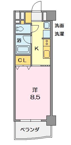 けやき通(1K/7階)の間取り写真