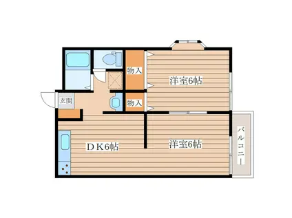 Mハイツ赤坂I(2DK/2階)の間取り写真