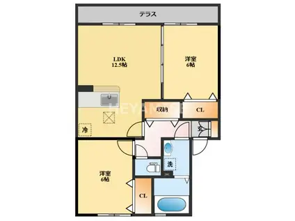 ルーラル諏訪A(2LDK/1階)の間取り写真