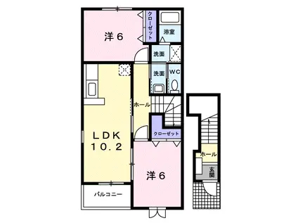 エスプワールIII(2LDK/2階)の間取り写真