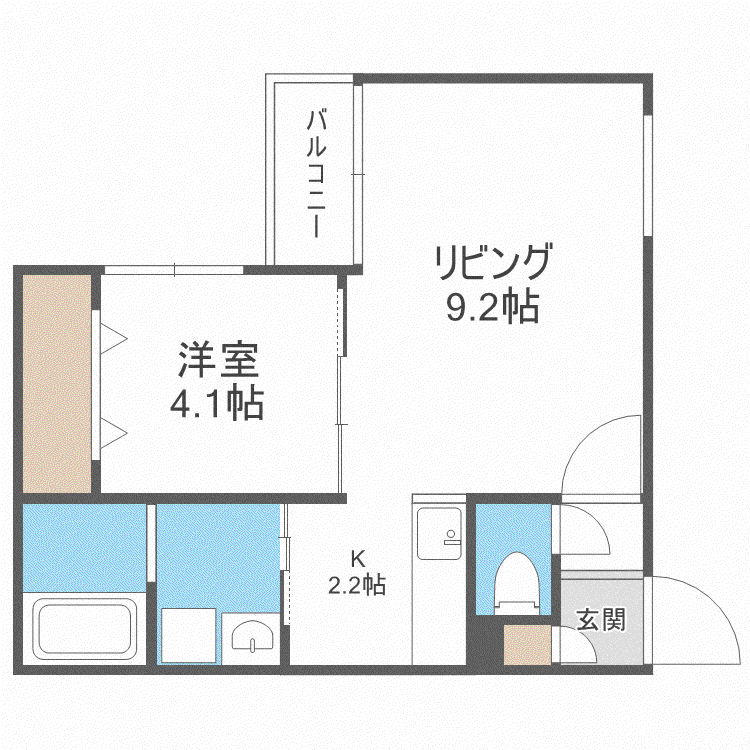 ソアヴィータ手稲本町(1LDK/1階)の間取り写真