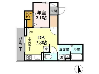 ココール(1DK/2階)の間取り写真