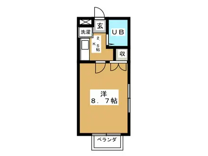 サザンクロス(1K/2階)の間取り写真