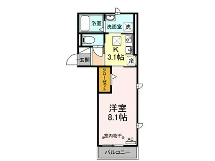 レジデンス大府駅クロス(1K/1階)の間取り写真