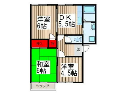 ドリームハイツB(3DK/2階)の間取り写真