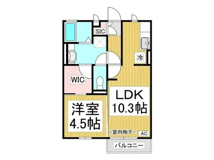 セジュール・アルス(1LDK/1階)の間取り写真
