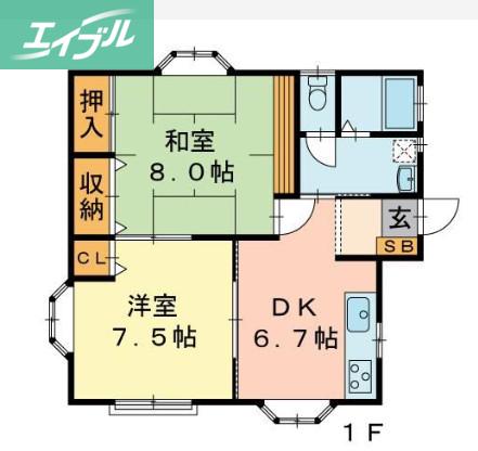 アルエット(2DK/1階)の間取り写真