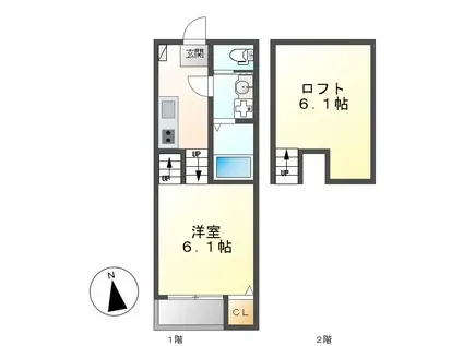 アネックス山脇(1K/1階)の間取り写真