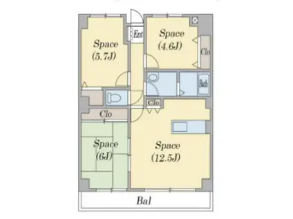 ミルキィウェイ33(3LDK/1階)の間取り写真