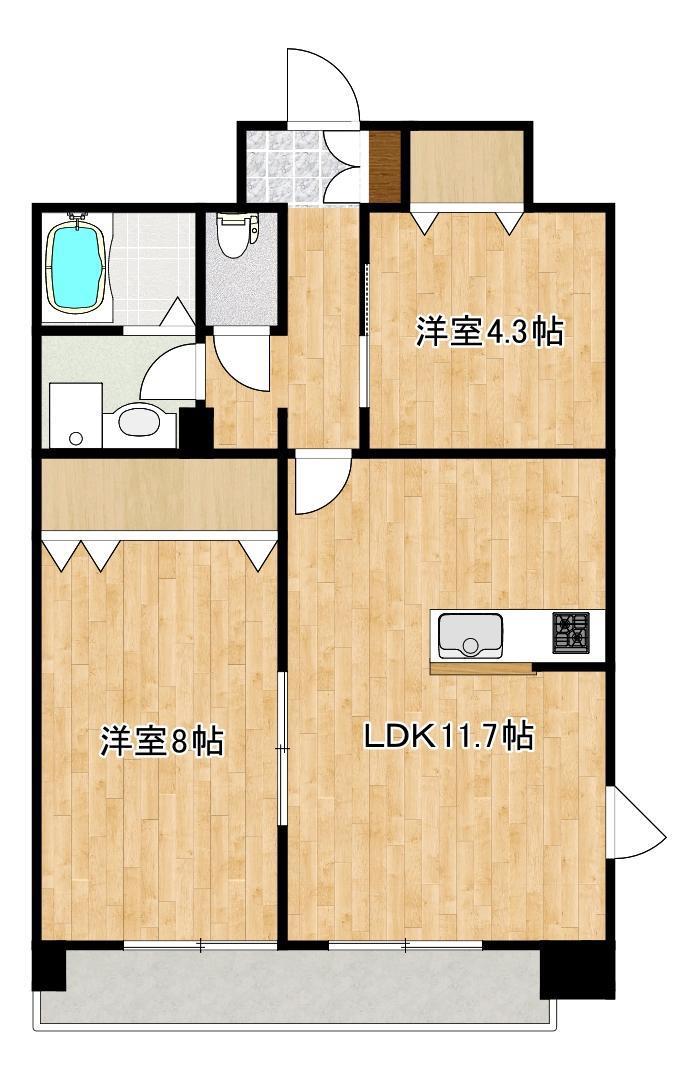 クロノス38花立(2LDK/7階)の間取り写真