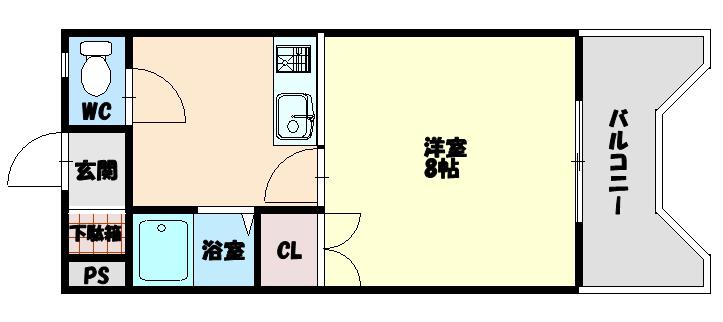 ヴィゴラス壱番館(1K/3階)の間取り写真
