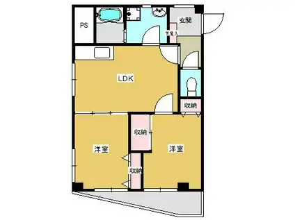 東光レジデンス保土ヶ谷(2LDK/2階)の間取り写真