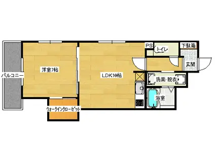 ベルパッソ平和公園(1LDK/11階)の間取り写真