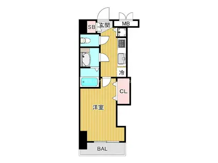 LUXE都島III(1K/6階)の間取り写真