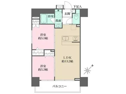 CREST HILL 文京千石(2LDK/6階)の間取り写真