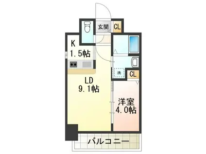 ZIOVIII清水丘(1LDK/9階)の間取り写真