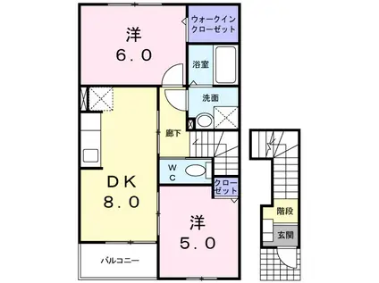 エレンシア A(2DK/2階)の間取り写真
