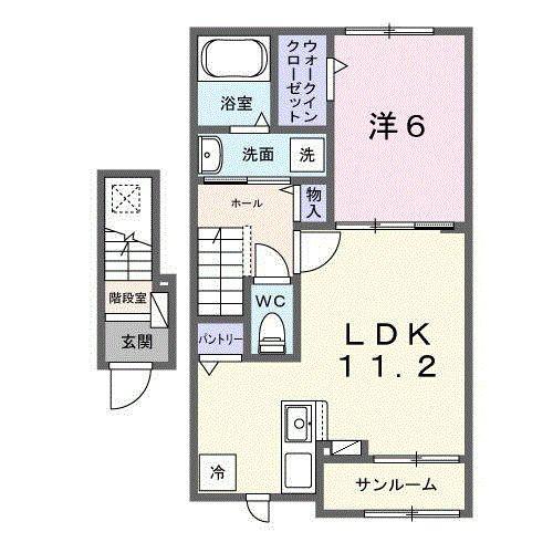 ツリーベルヒルズ(1LDK/2階)の間取り写真