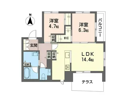 フェリシータ(2LDK/1階)の間取り写真