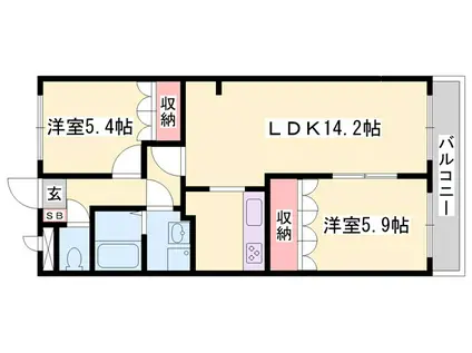 グランドールA(2LDK/2階)の間取り写真