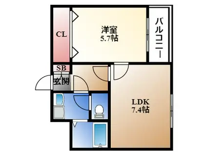 ドムス東栄(1DK/4階)の間取り写真