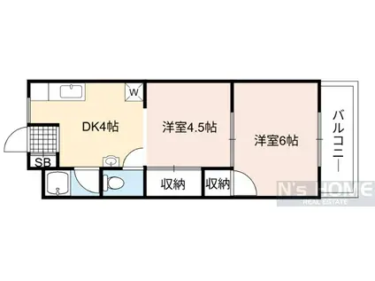 ツダフラット(2DK/3階)の間取り写真