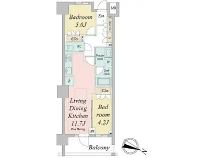 ドゥーエ早稲田(2LDK/7階)の間取り写真