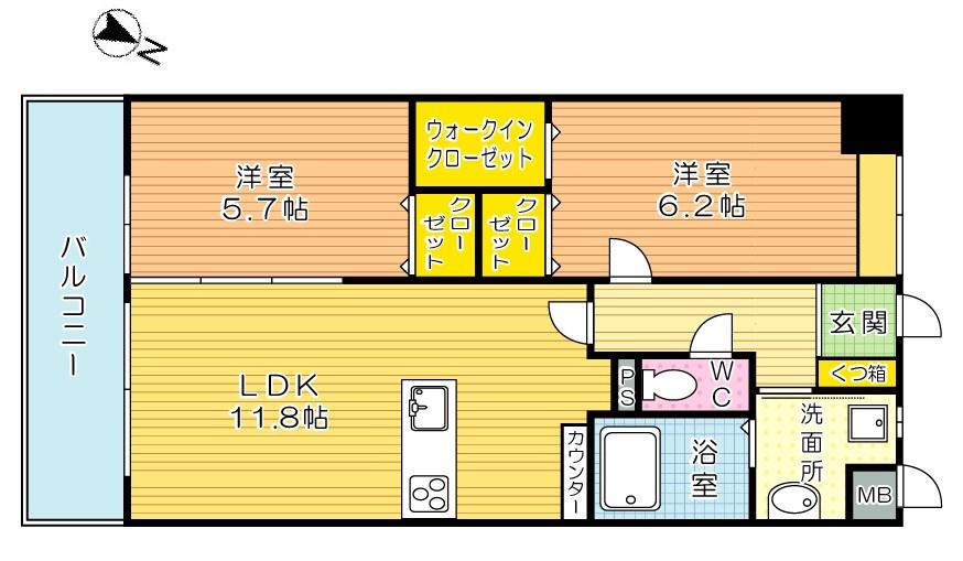リオ・グランデ(2LDK/5階)の間取り写真