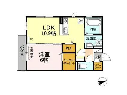 ジャスミンHYM I(1LDK/1階)の間取り写真