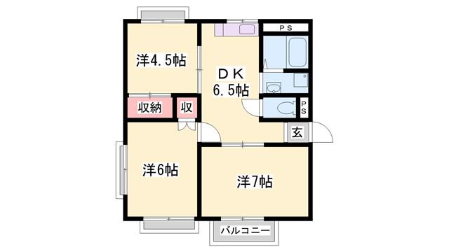 ヴェルディール(3DK/2階)の間取り写真