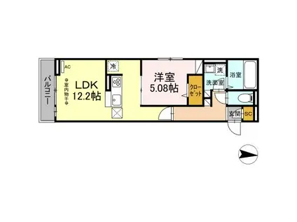 PARK VINA II(1LDK/1階)の間取り写真