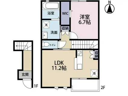 AVANTI(1LDK/2階)の間取り写真