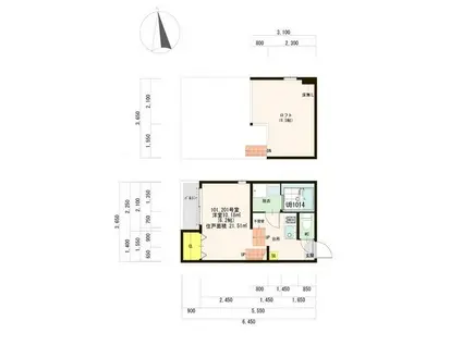 ハーモニーテラス五月南通(1K/2階)の間取り写真