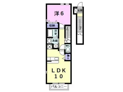 エクセルグリーンII(1LDK/2階)の間取り写真