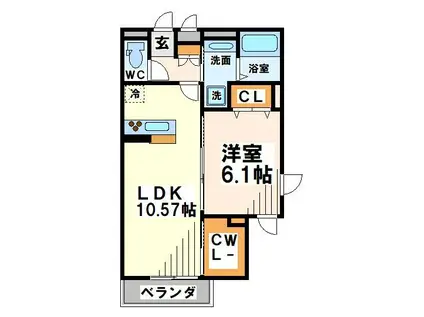 SYハイアII(1LDK/2階)の間取り写真