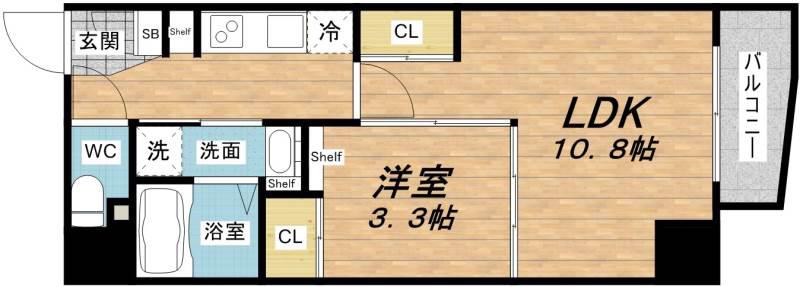 マリンズ心斎橋III(1LDK/7階)の間取り写真