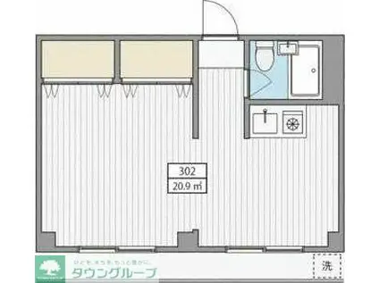 HAMA5(1DK/3階)の間取り写真