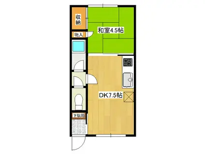 南仲町1号ハイツ(1DK/2階)の間取り写真